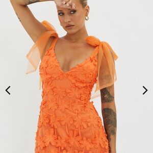 Selfie Leslie Orange Flutter Sleeve Mini Sundress